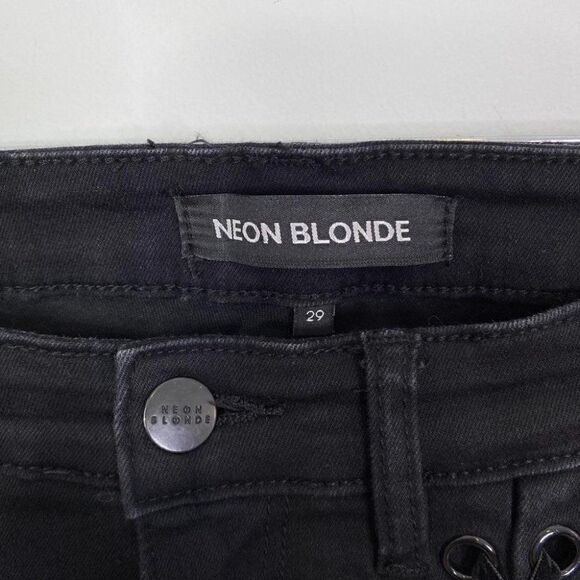 CLEARANCE Neon Blonde Blondie Tie Up Black Lace-Up Jeans - Picture 7 of 9
